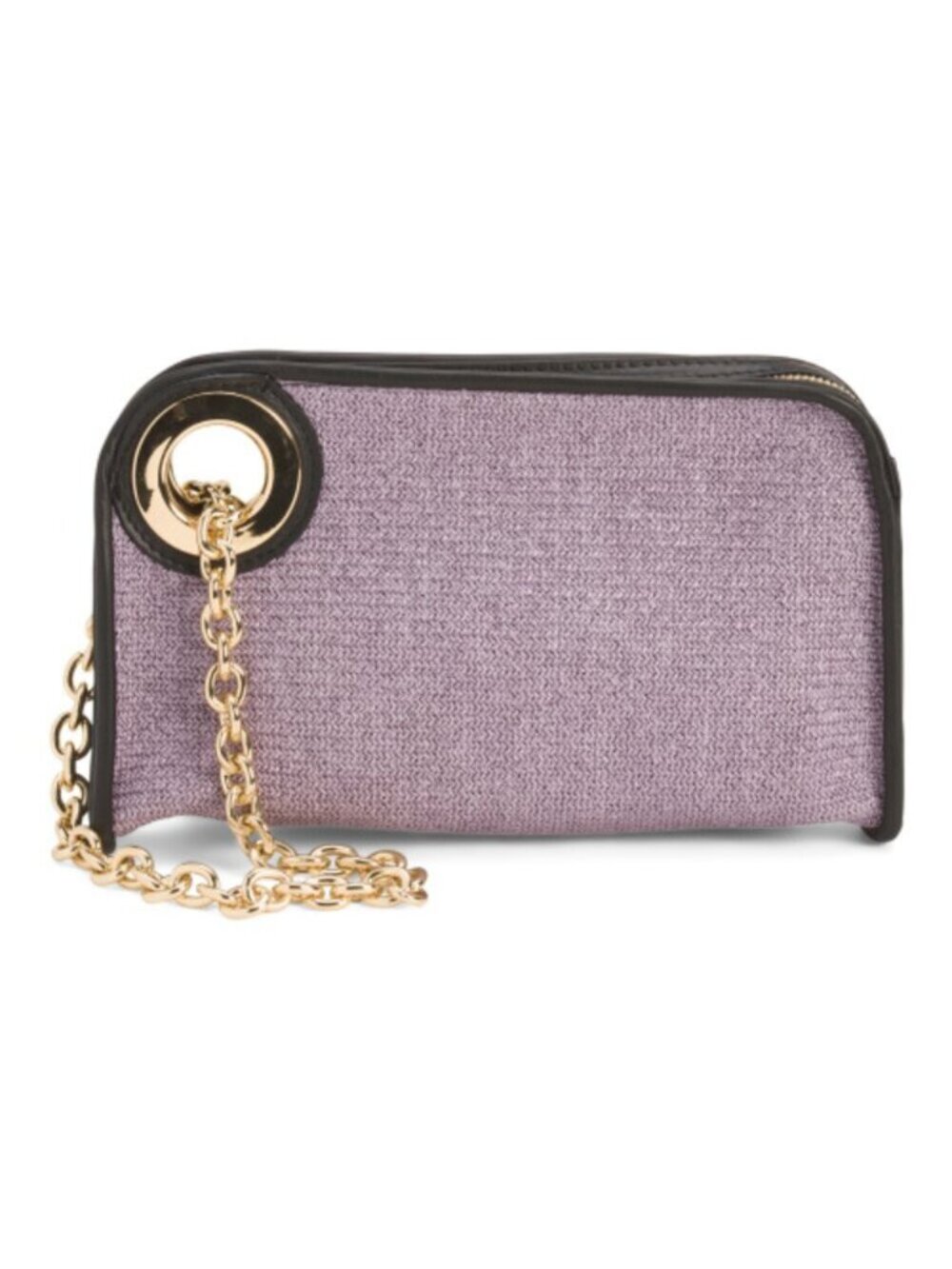 FALOR Made In Italy Straw Small Pouch Wristlet With Leather Trim